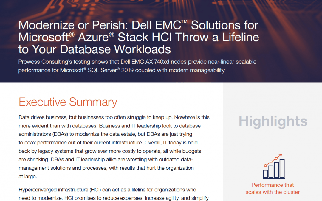 Modernize or Perish: Dell EMC Solutions for Microsoft Azure Stack HCI Throw a Lifeline to Your Database Workloads