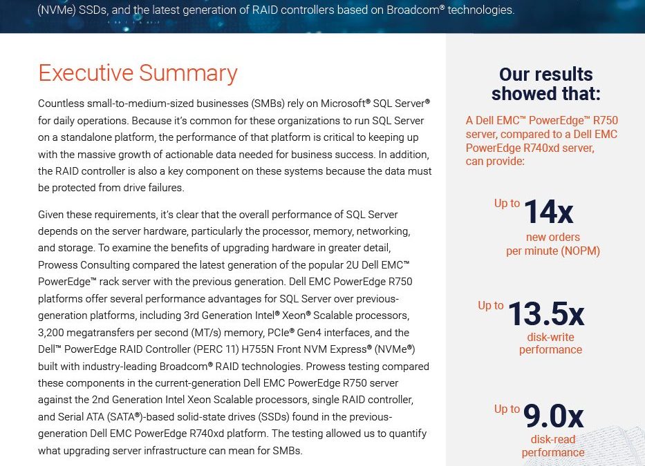 Dell EMC PowerEdge R750 Servers with NVMe RAID Unleash Microsoft SQL Server Database Performance