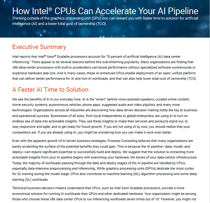 How Intel® CPUs Can Accelerate Your AI Pipeline