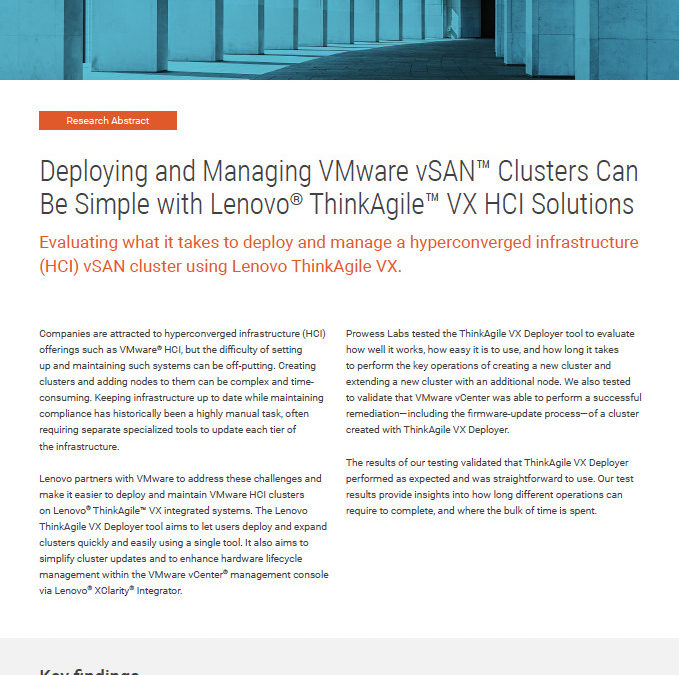 Deploying and Managing vSAN Clusters Can Be Simple with ThinkAgile VX HCI Solutions