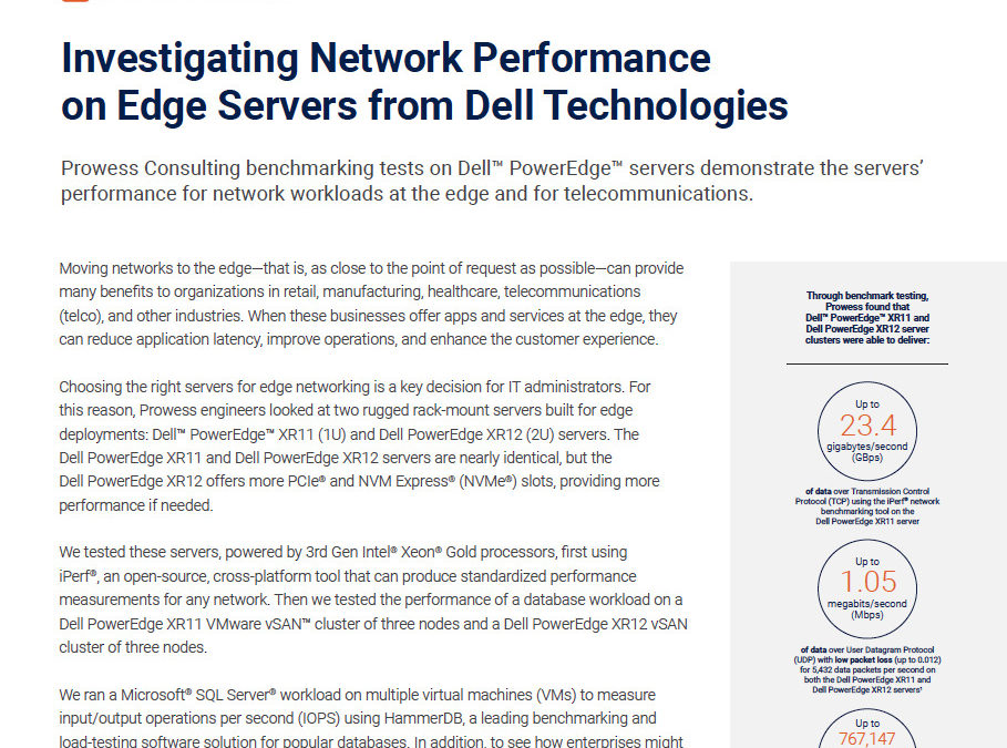 Investigating Network Performance on Edge Servers from Dell Technologies