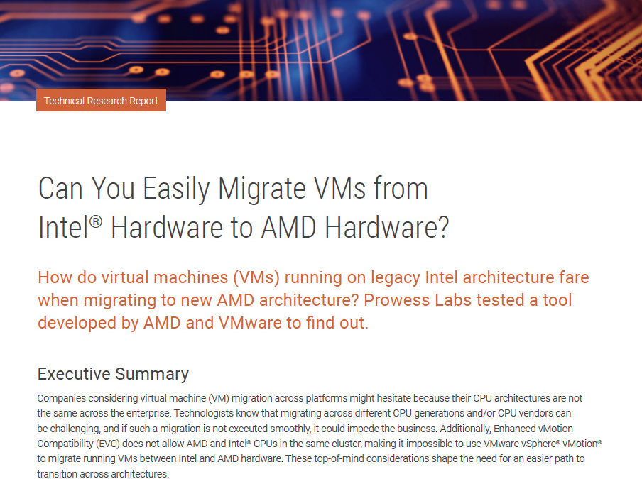 Can You Easily Migrate VMs from Intel® Hardware to AMD Hardware?