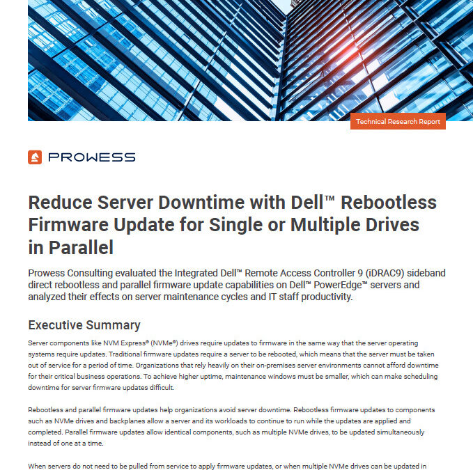 Reduce Server Downtime with Dell™ Rebootless Firmware Update for Single or Multiple Drives in Parallel